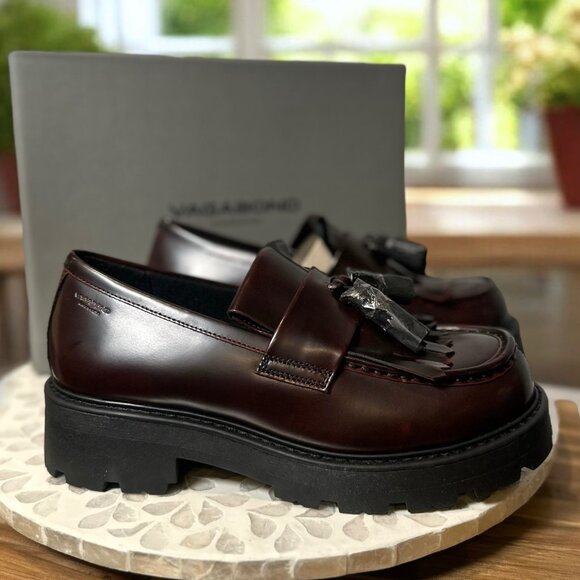 Vagabond Shoemakers Cosmo 2.0 Leather Tassel Lug Loafer Dark Bordo Women EU 40 - Picture 2 of 16